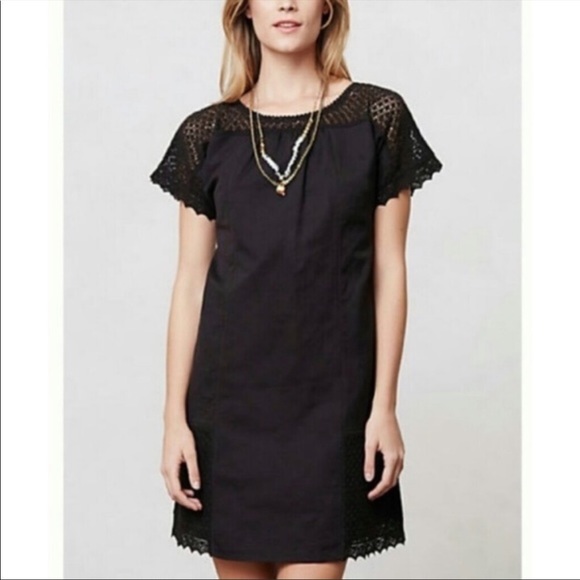 GIRLS From Savoy Black Linen Crochet Short Sleeve Dress Size Small 4-6 - Picture 11 of 11